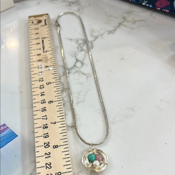 Silver Necklace with Multicolor Beads - Picture 3 of 6